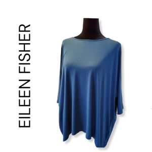 Eileen Fisher Women's Viscose Oversized Teal Pullover Top Sz S
